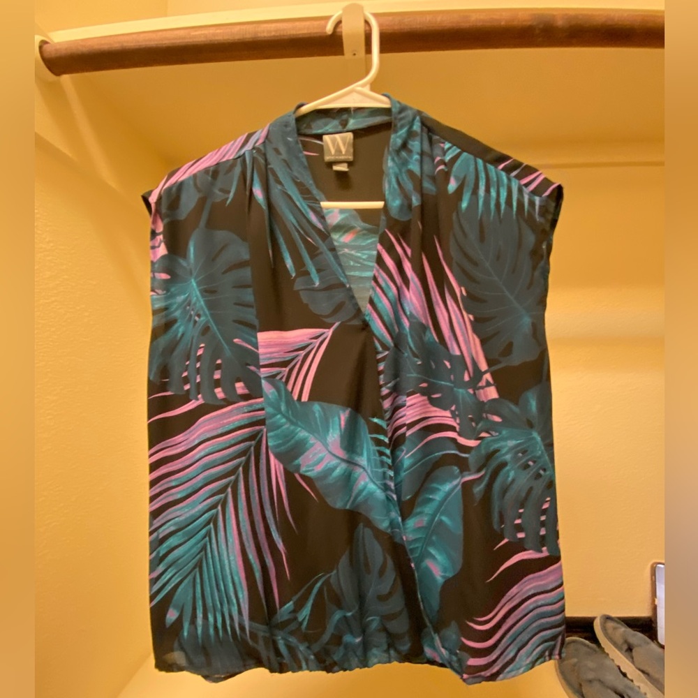 Worthington Tropical Blouse Petite Medium